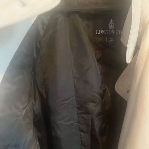 London Fog trench coat double breasted zip quilted lining plaid interior 46 LONG - Picture 12 of 14